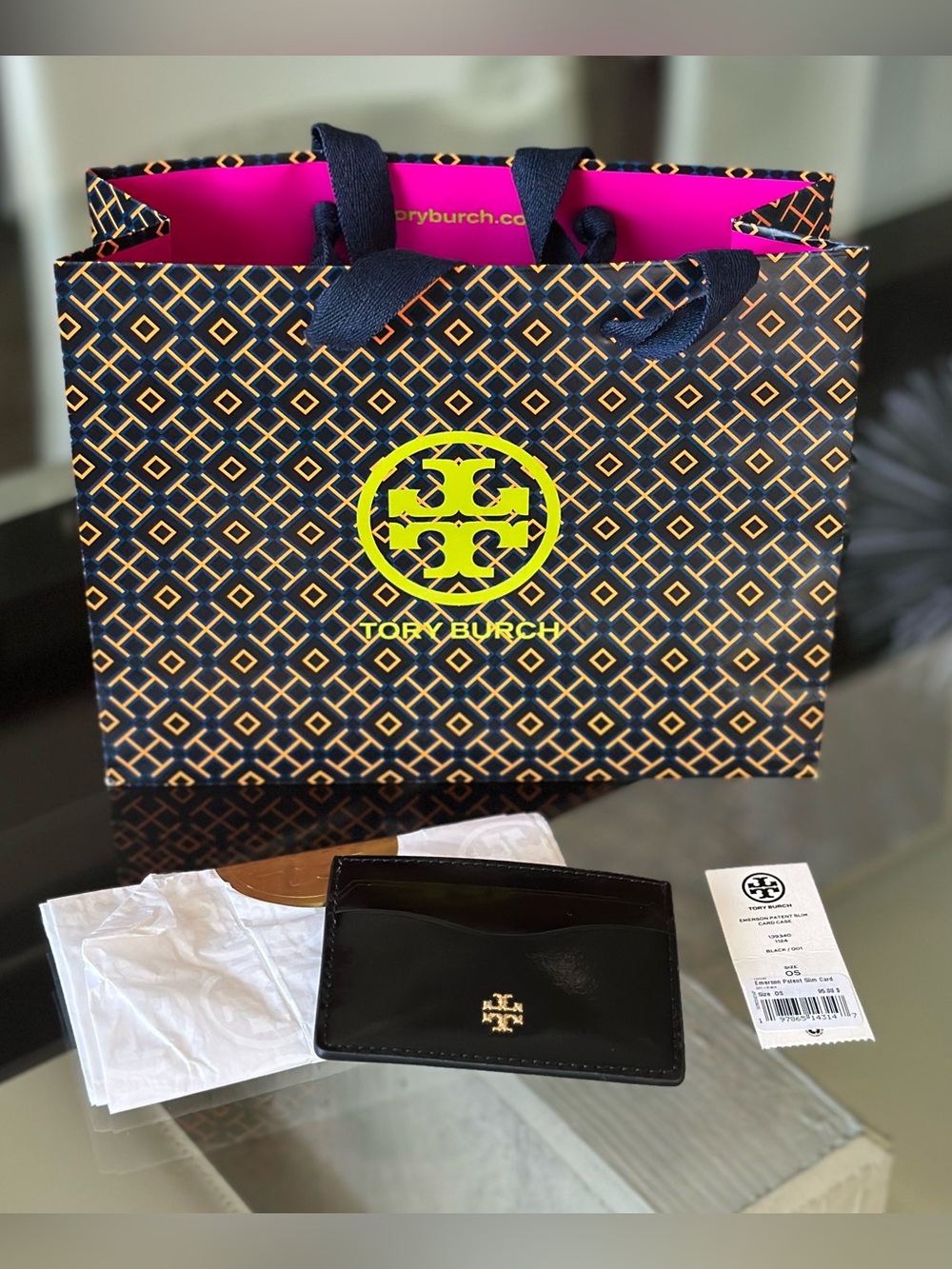 Tory Burch Patent Black Cardholder